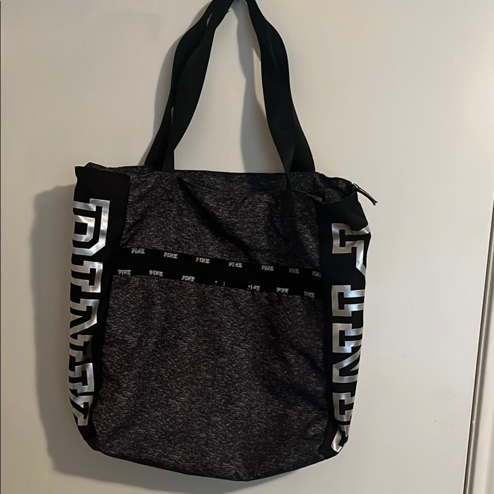 PINK Victoria's Secret Black and grey purse/duffel bag tote